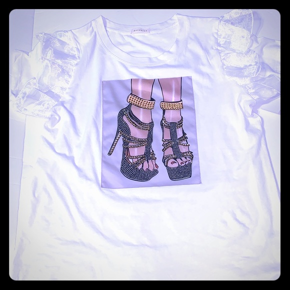 Shoe Diva Sparkly Glam Tee w Rhinestones [TO-76] - Picture 3 of 8